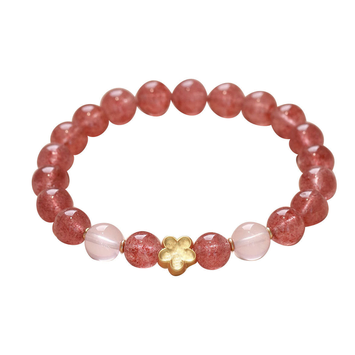 Natural Strawberry Quartz Bracelet |Pure Crystal Beads for Daily Wear
