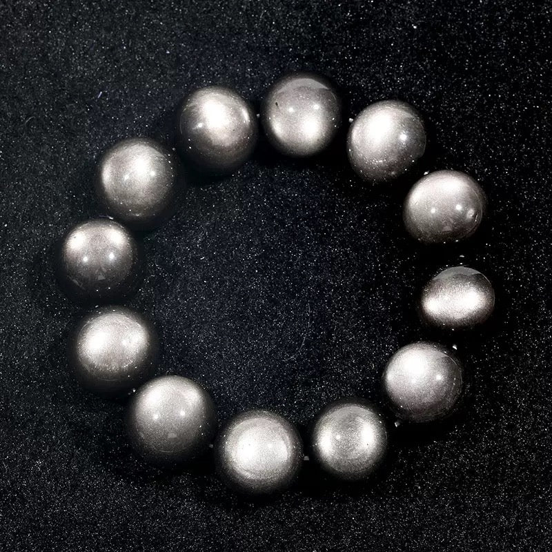 Natural Obsidian Double-Eye Bracelet| Black Crystal 14MM
