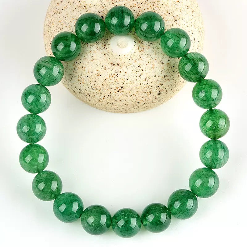 Natural Green Crystal Beads Bracelet Stretch | Green Crystal 10MM