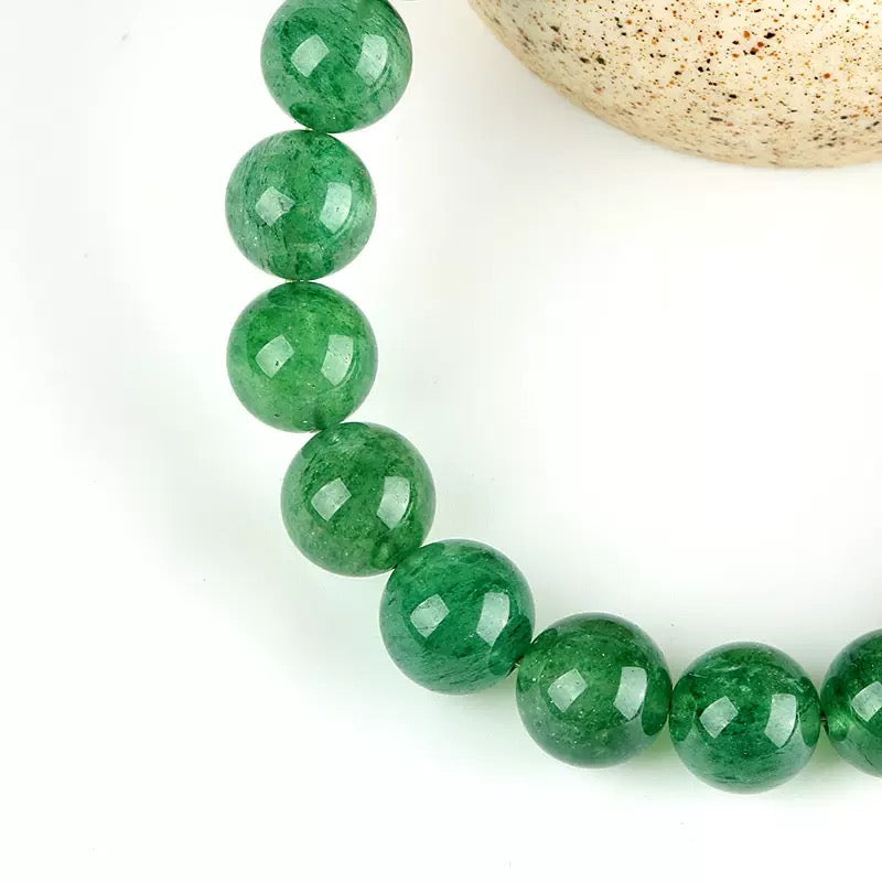 Natural Green Crystal Beads Bracelet Stretch | Green Crystal 10MM