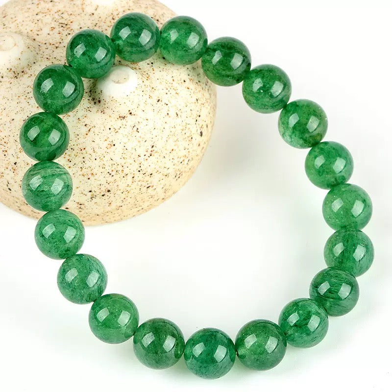 Natural Green Crystal Beads Bracelet Stretch | Green Crystal 10MM