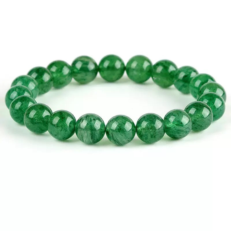 Natural Green Crystal Beads Bracelet Stretch | Green Crystal 10MM